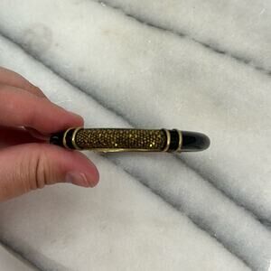 Judith Leiber gold Black Enamel pave bangle bracelet